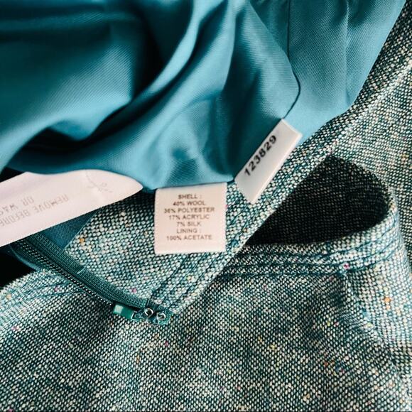 Loft green blue tweed wool preppy academia office midi skirt 4 - Picture 6 of 7